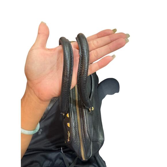 Michael Kors Black Studded Pebbled Leather Satchel Gold Hardware Bag Y2K MOTO - Picture 12 of 12